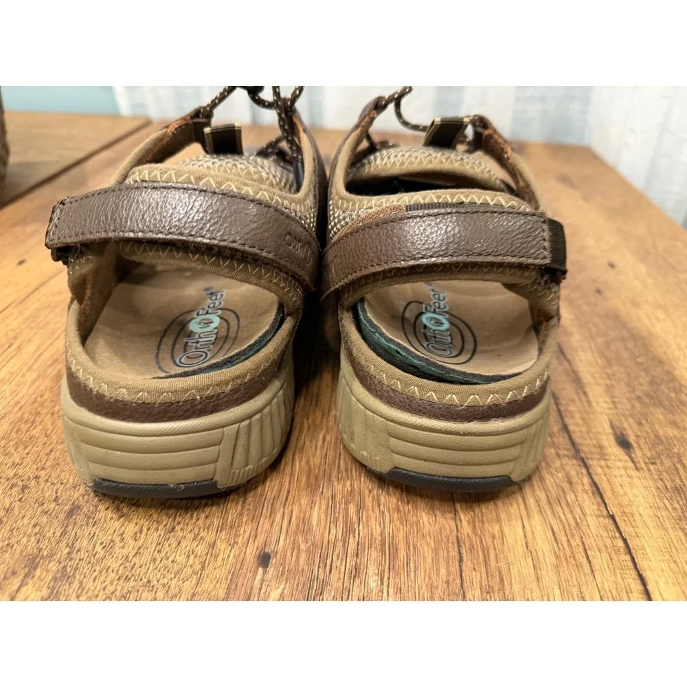 Orthofeet Mens Sandals 10 Wide 2E‎ Brown Leather Athletic Fisherman Comfort
